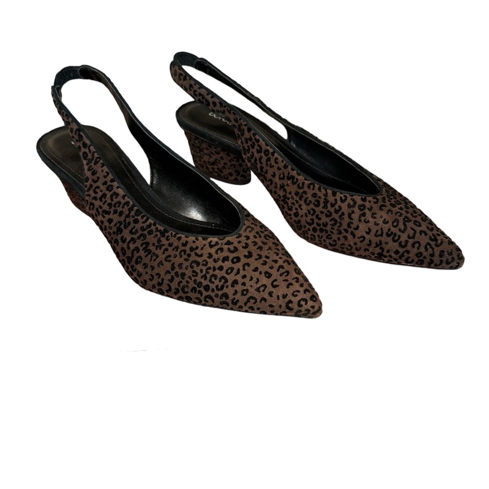 Donald Pliner Brown Suede Gema Pointy Leopard Slingbacks Sz 6M